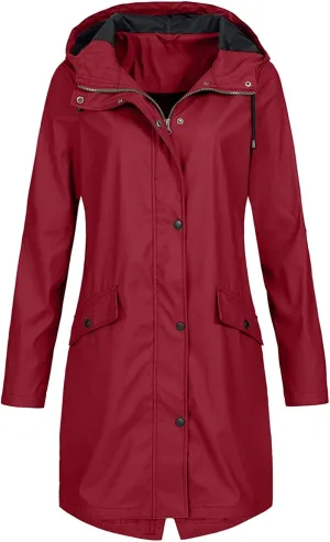 LCMTWX Women Oversized Fleece Lined Raincoat Solid Women Coat Rain Raincoat Women's Coat Outdoor Warm Rain Jacket Rain