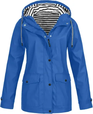 LCMTWX Women's Waterproof Hooded Rain Jacket Solid Women Coat Rain Raincoat Women's Coat Windproof Plus Size Rain Jacket