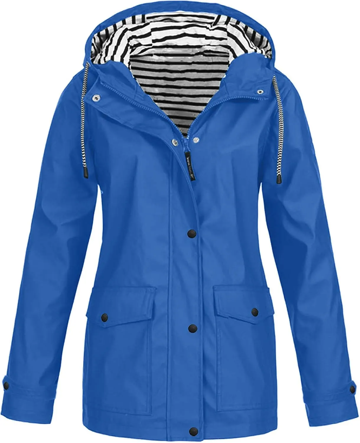 LCMTWX Women's Waterproof Hooded Rain Jacket Solid Women Coat Rain Raincoat Women's Coat Windproof Plus Size Rain Jacket