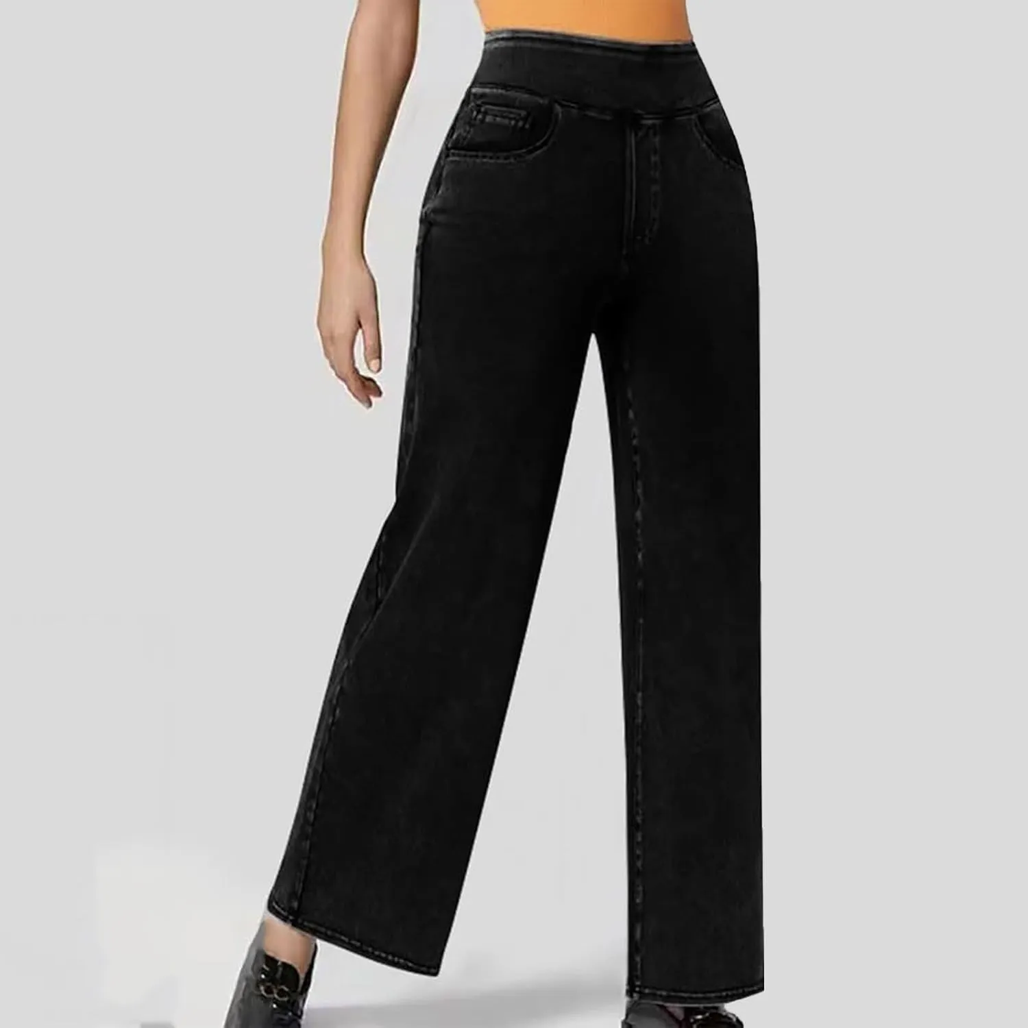 Leggings That Look Like Jeans Women Tummy Control Pull On Stretchy Jeans High Waisted Skinny Jean Leggings with Pockets