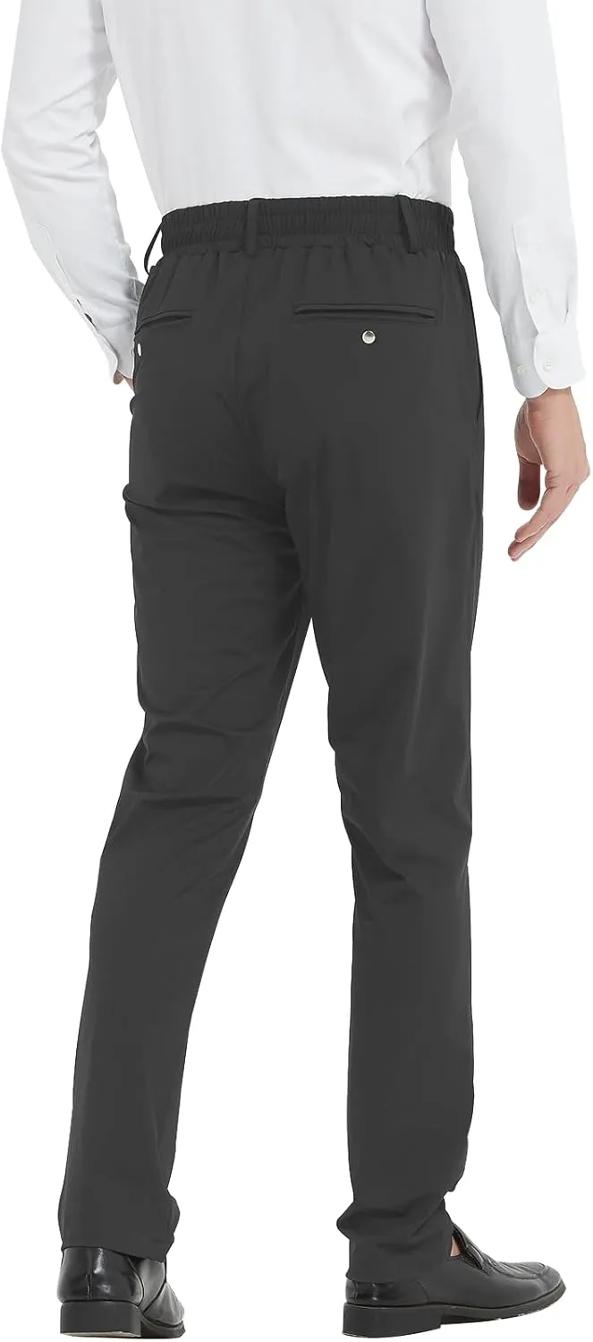 LETAOTAO Lightweight Mens Elastic Waist Pants for Seniors - Stretch Fit, Wrinkle-Free Easy Pull-On with Magnetic Button Fly