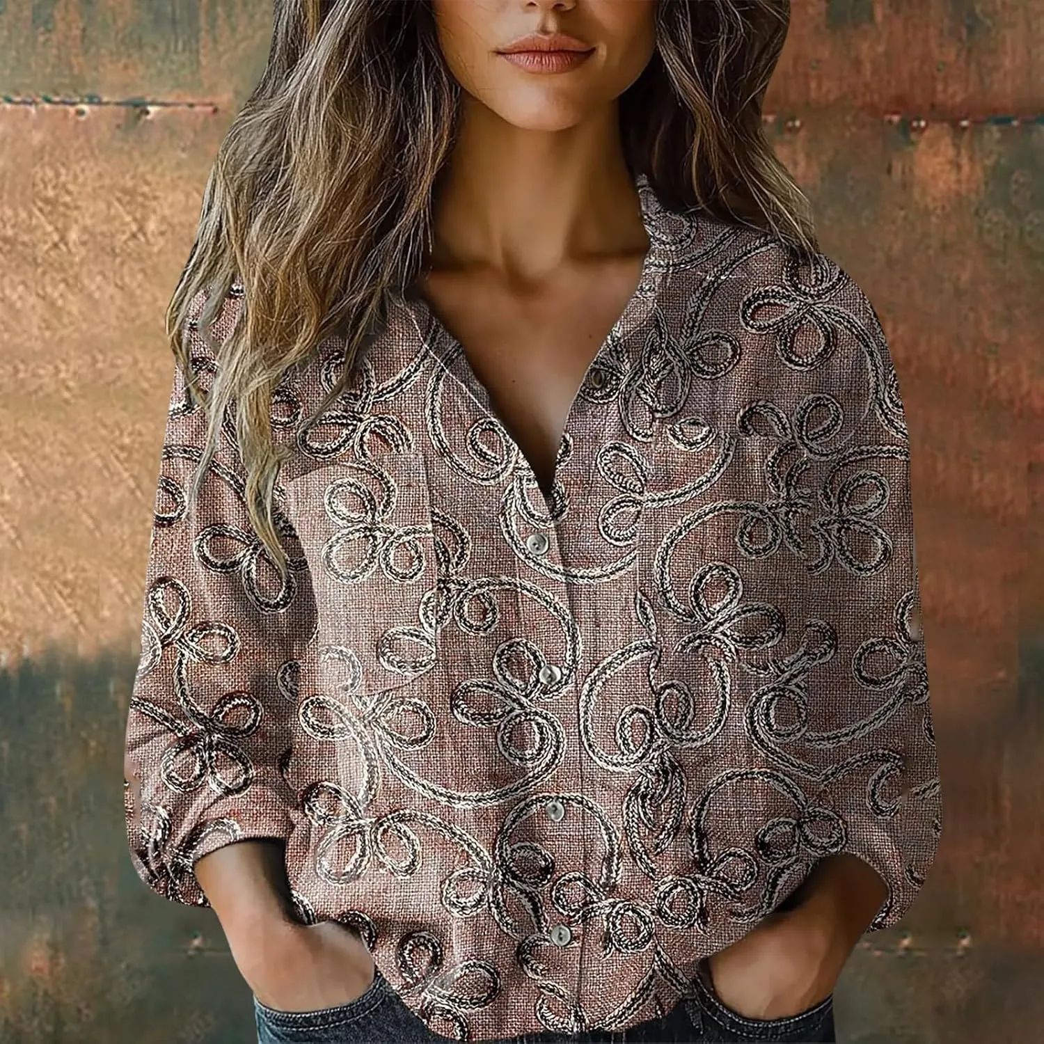 Linen Shorts for Women Fashion Down Shirts Casual Tops Long Sleeve Blouse Rolled Cuffed Short Sleeve Blouse