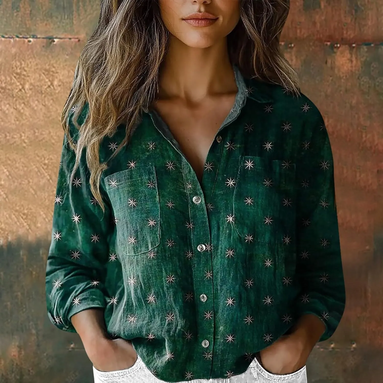 Linen Shorts for Women Fashion Down Shirts Casual Tops Long Sleeve Blouse Rolled Cuffed Short Sleeve Blouse