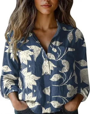 Linen Shorts for Women Fashion Down Shirts Casual Tops Long Sleeve Blouse Rolled Cuffed Short Sleeve Blouse