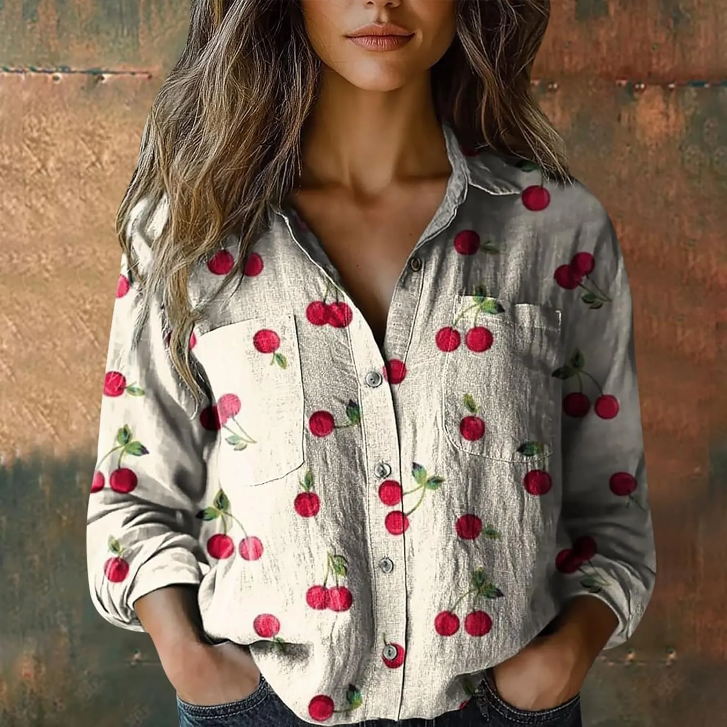 Linen Shorts for Women Fashion Down Shirts Casual Tops Long Sleeve Blouse Rolled Cuffed Short Sleeve Blouse