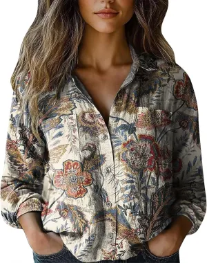 Linen Shorts for Women Fashion Down Shirts Casual Tops Long Sleeve Blouse Rolled Cuffed Short Sleeve Blouse