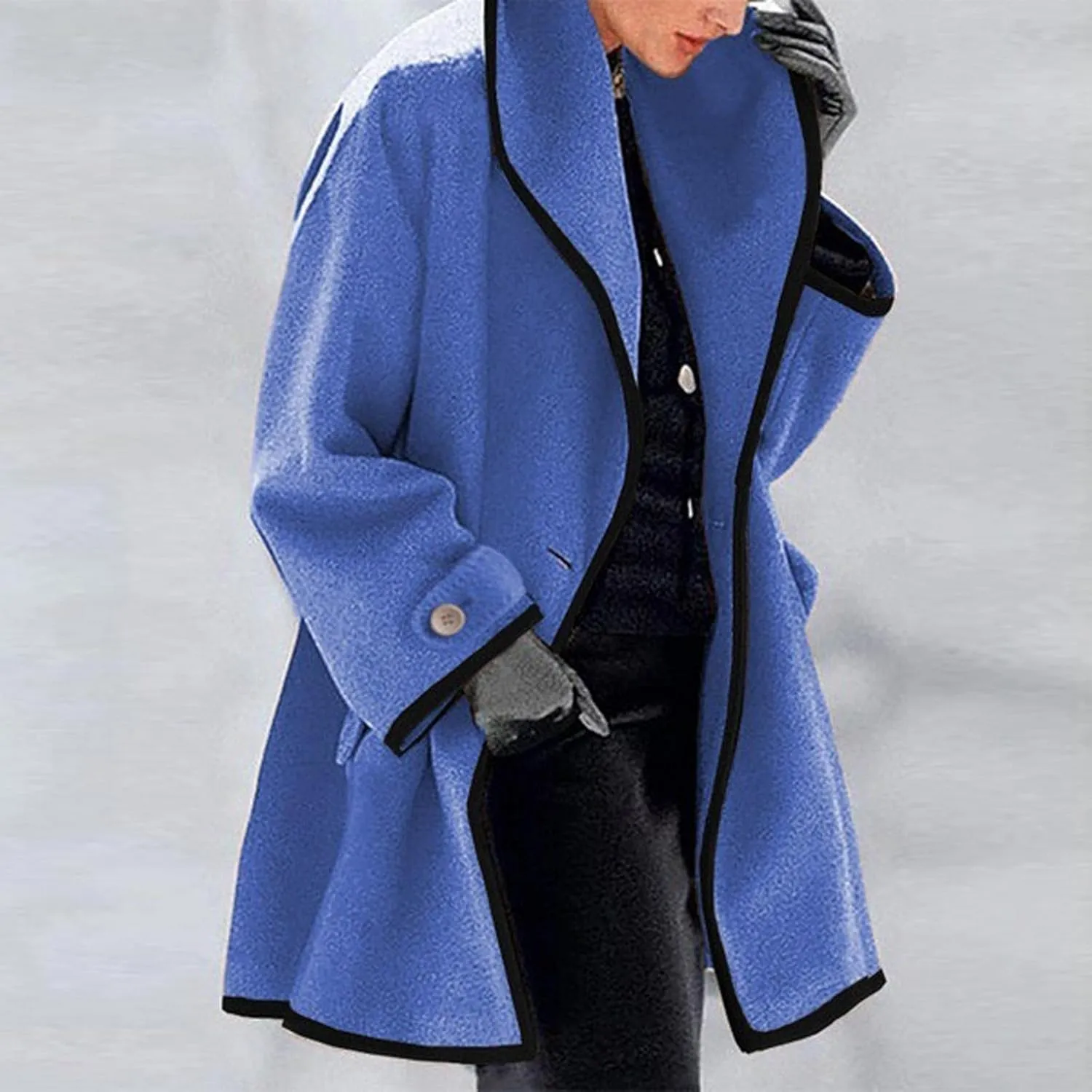 LIXIAO Womens Coat Trench Cardigan Winter Wool Coat Open Front Long Sleeve Jacket Stylish Casual Long Overcoat Outwear