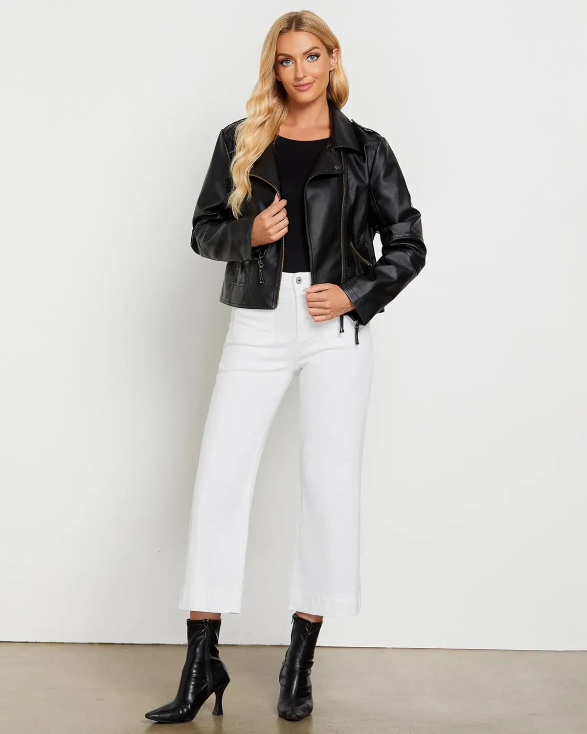 LookbookStore Wide Leg Cropped Jeans for Women High Waisted Stretchy Denim Jean Pants Baggy Flare Trouser Jeans Pockets