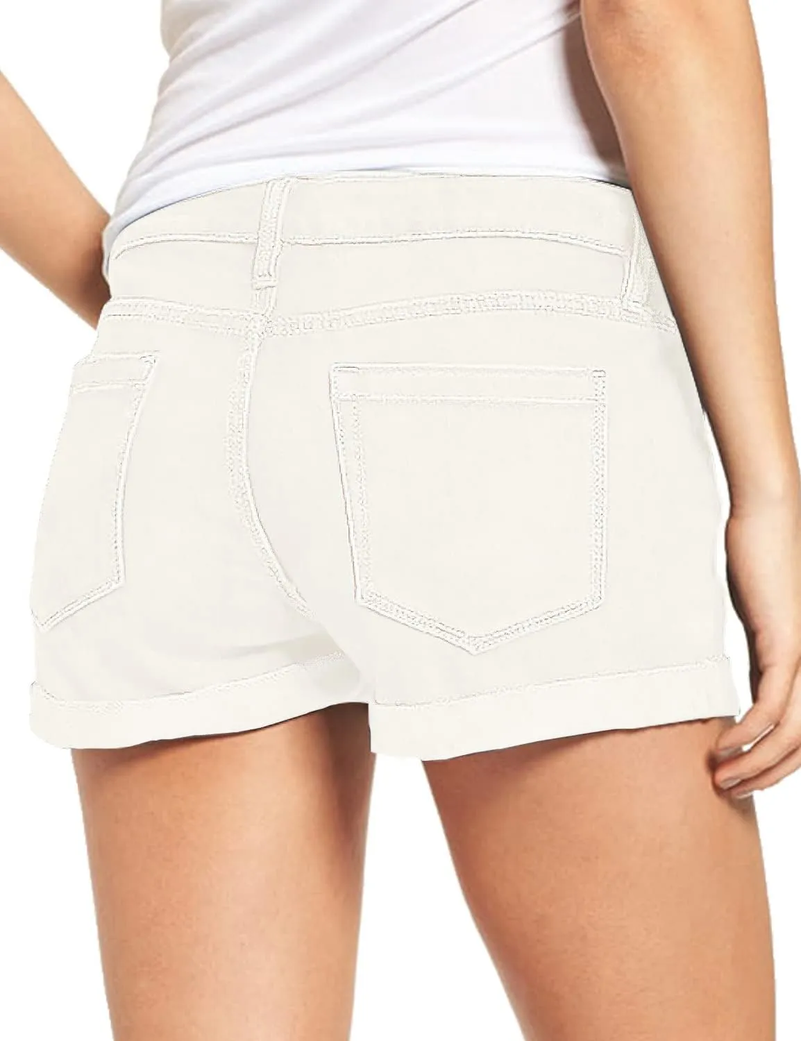 LookbookStore Women's High Waisted Rolled Hem Distressed Jeans Ripped Denim Shorts
