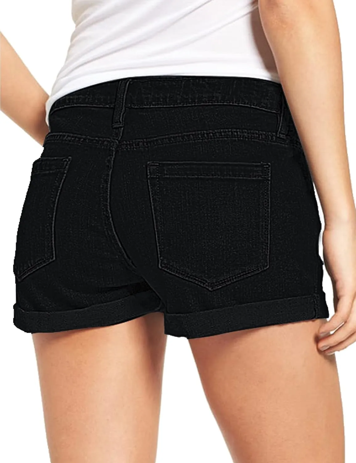 luvamia Women's Denim Jean Shorts High Waisted Stretchy Short Jeans