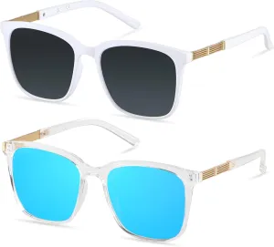 LYZOIT Oversized Sunglasses for Women Mirrored Big Large Shades Fashion Square Frame Sun glasses UV Protection