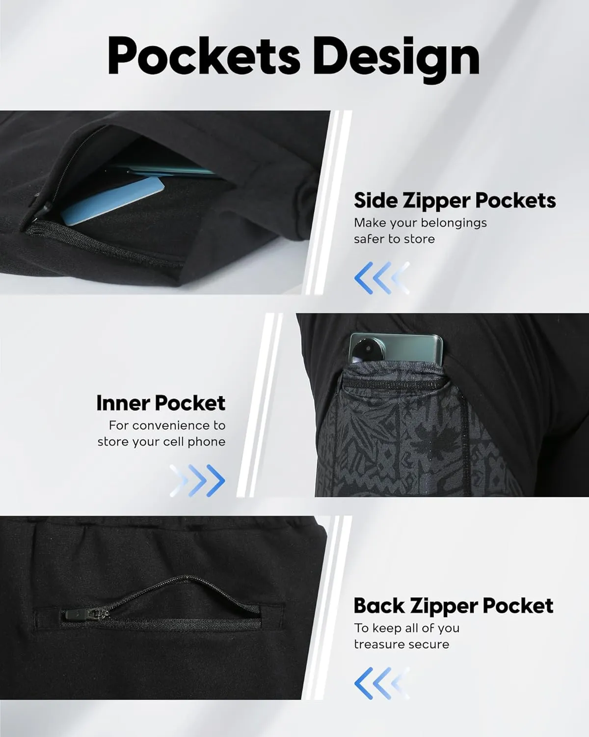 maamgic Mens 2 in 1 Running Shorts, 5" Gym Short with Zip Pockets, Quick Dry Workout Athletic Shorts for Men