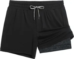 maamgic Mens 2 in 1 Running Shorts, 5" Gym Short with Zip Pockets, Quick Dry Workout Athletic Shorts for Men