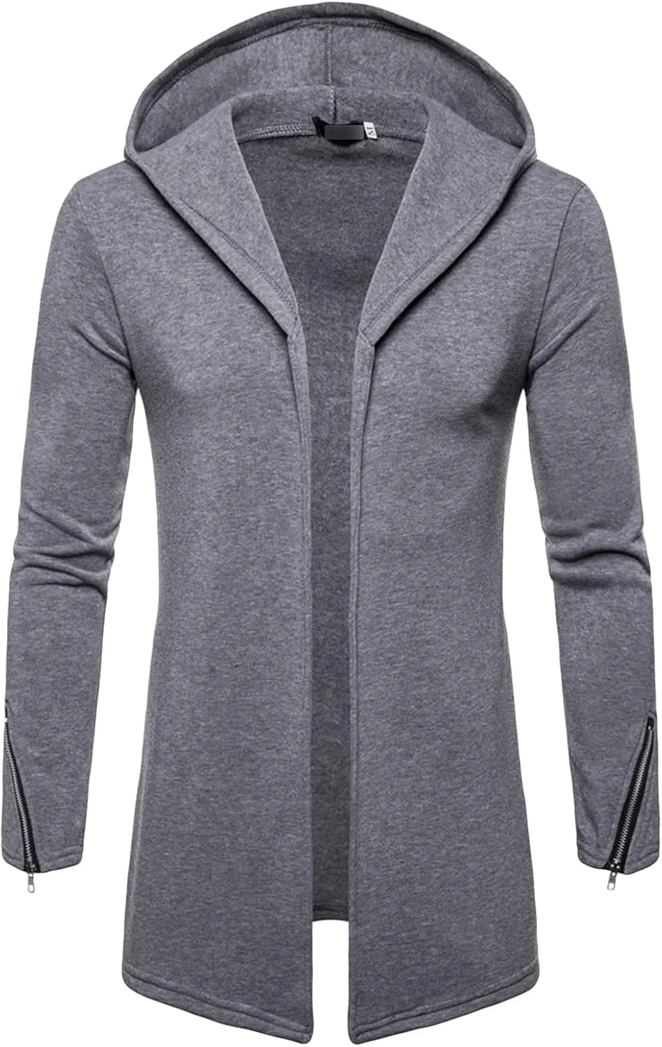 Maiyifu-GJ Men's Long Hooded Cardigan Jacket Long Sleeve Open Front Longline Coat Lightweight Trench Coat Sweatshirt