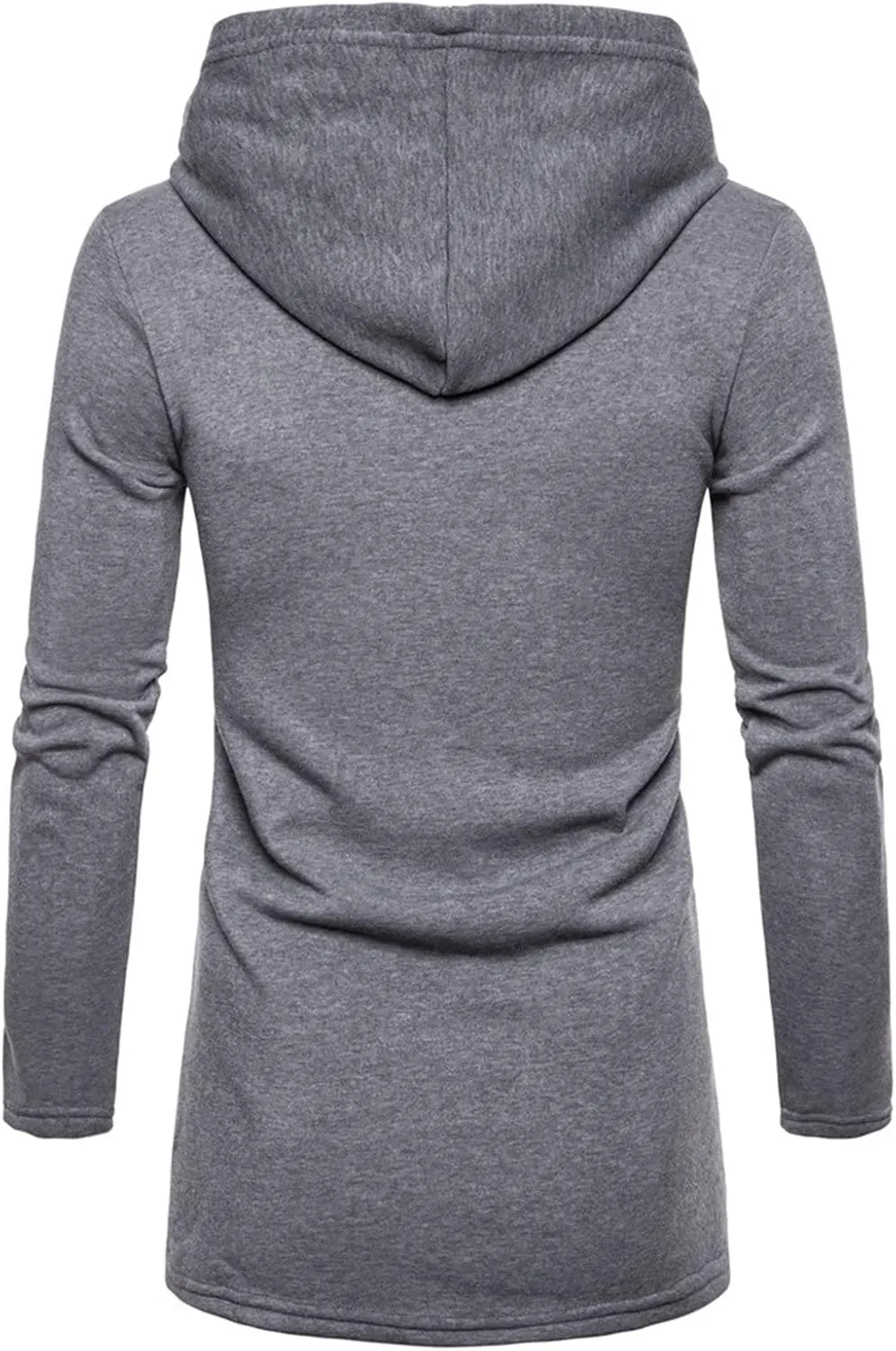 Maiyifu-GJ Men's Long Hooded Cardigan Jacket Long Sleeve Open Front Longline Coat Lightweight Trench Coat Sweatshirt