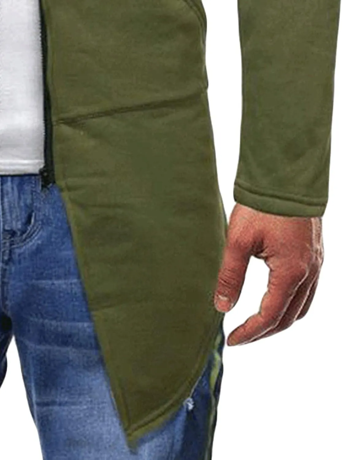Maiyifu-GJ Mens Longline Cardigan Jacket Long Sleeve Zip Up Hooded Sweater Lightweight Casual Open Front Coat with Pockets
