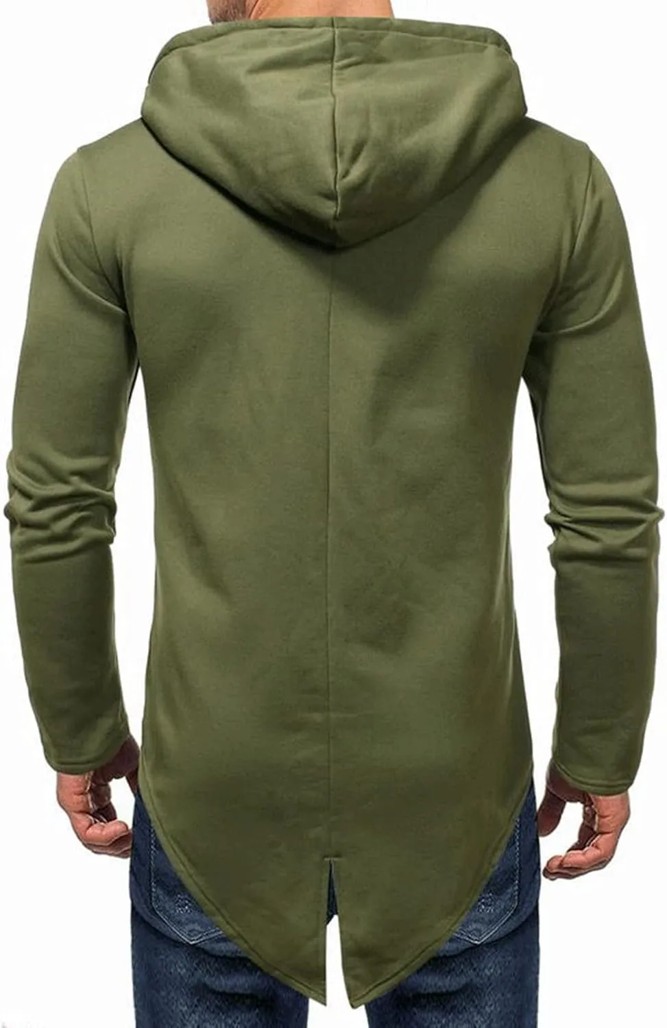 Maiyifu-GJ Mens Longline Cardigan Jacket Long Sleeve Zip Up Hooded Sweater Lightweight Casual Open Front Coat with Pockets