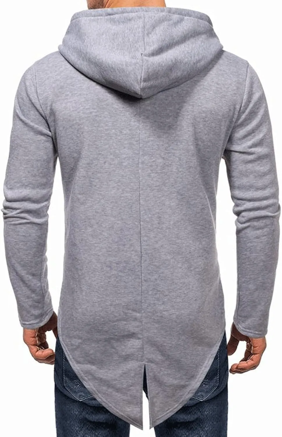 Maiyifu-GJ Mens Longline Cardigan Jacket Long Sleeve Zip Up Hooded Sweater Lightweight Casual Open Front Coat with Pockets