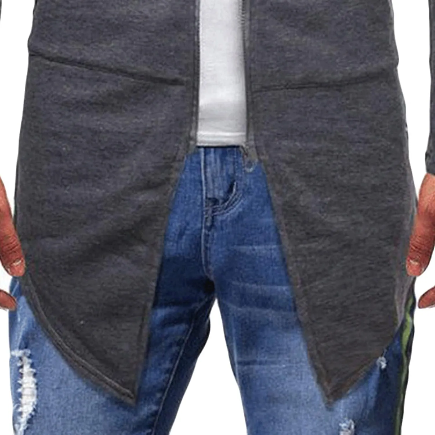 Maiyifu-GJ Mens Longline Cardigan Jacket Long Sleeve Zip Up Hooded Sweater Lightweight Casual Open Front Coat with Pockets
