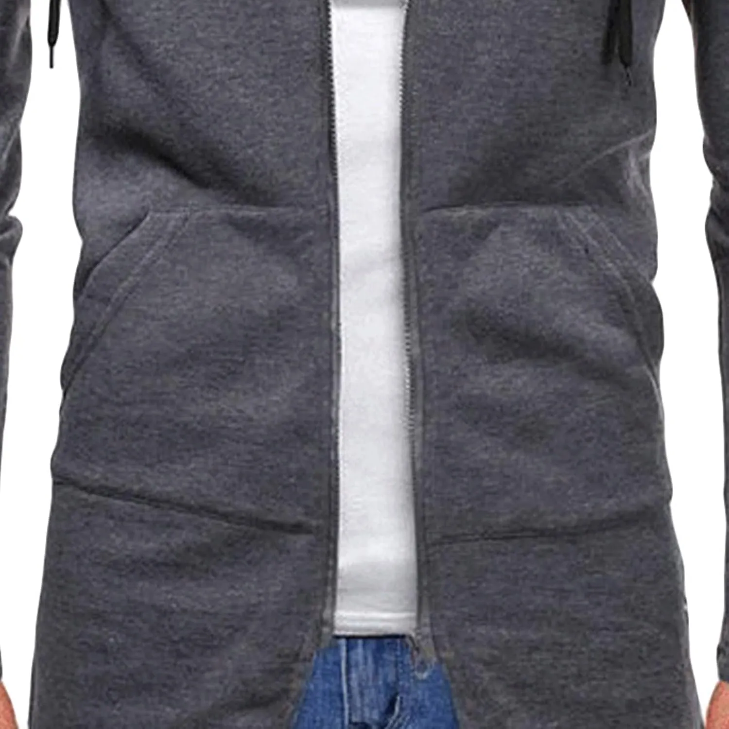 Maiyifu-GJ Mens Longline Cardigan Jacket Long Sleeve Zip Up Hooded Sweater Lightweight Casual Open Front Coat with Pockets