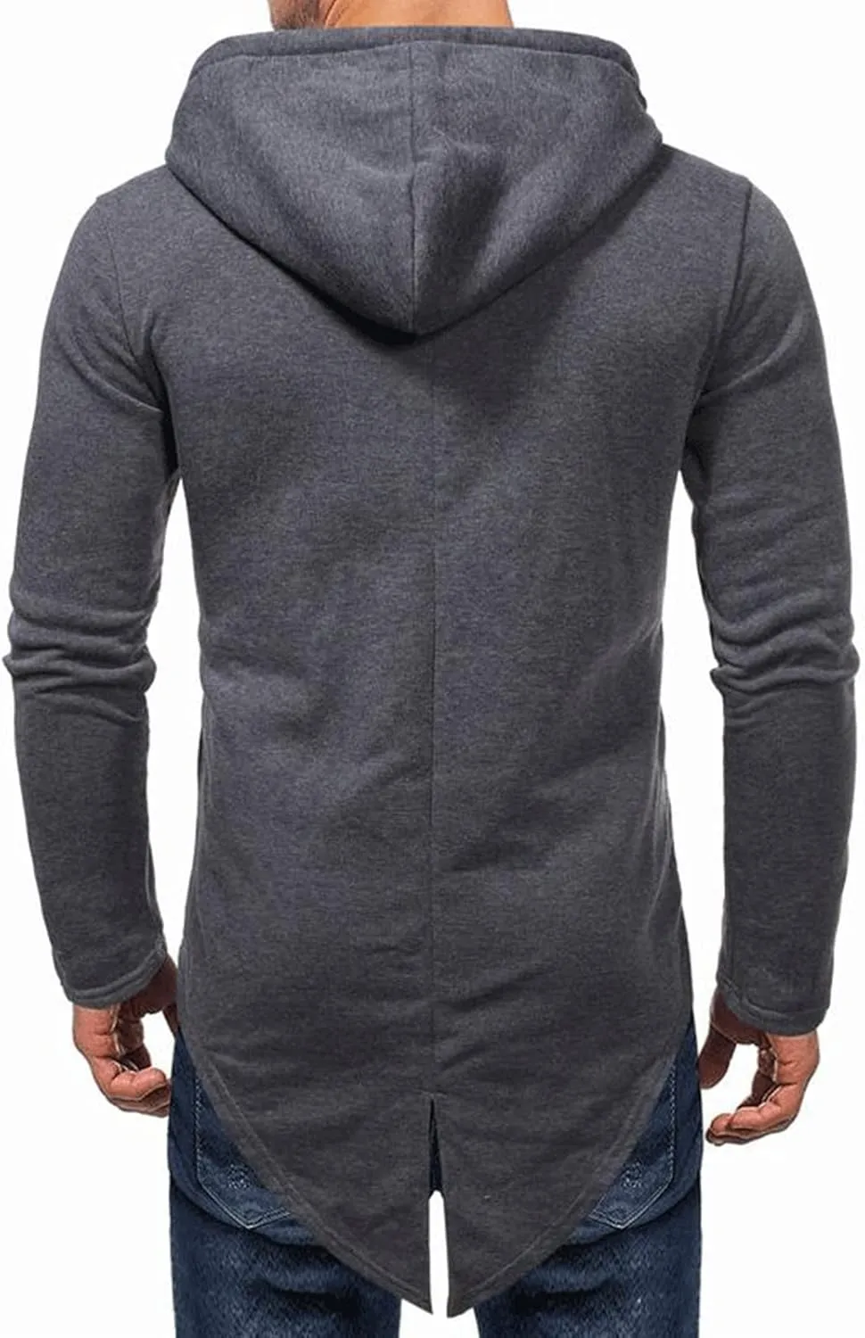 Maiyifu-GJ Mens Longline Cardigan Jacket Long Sleeve Zip Up Hooded Sweater Lightweight Casual Open Front Coat with Pockets