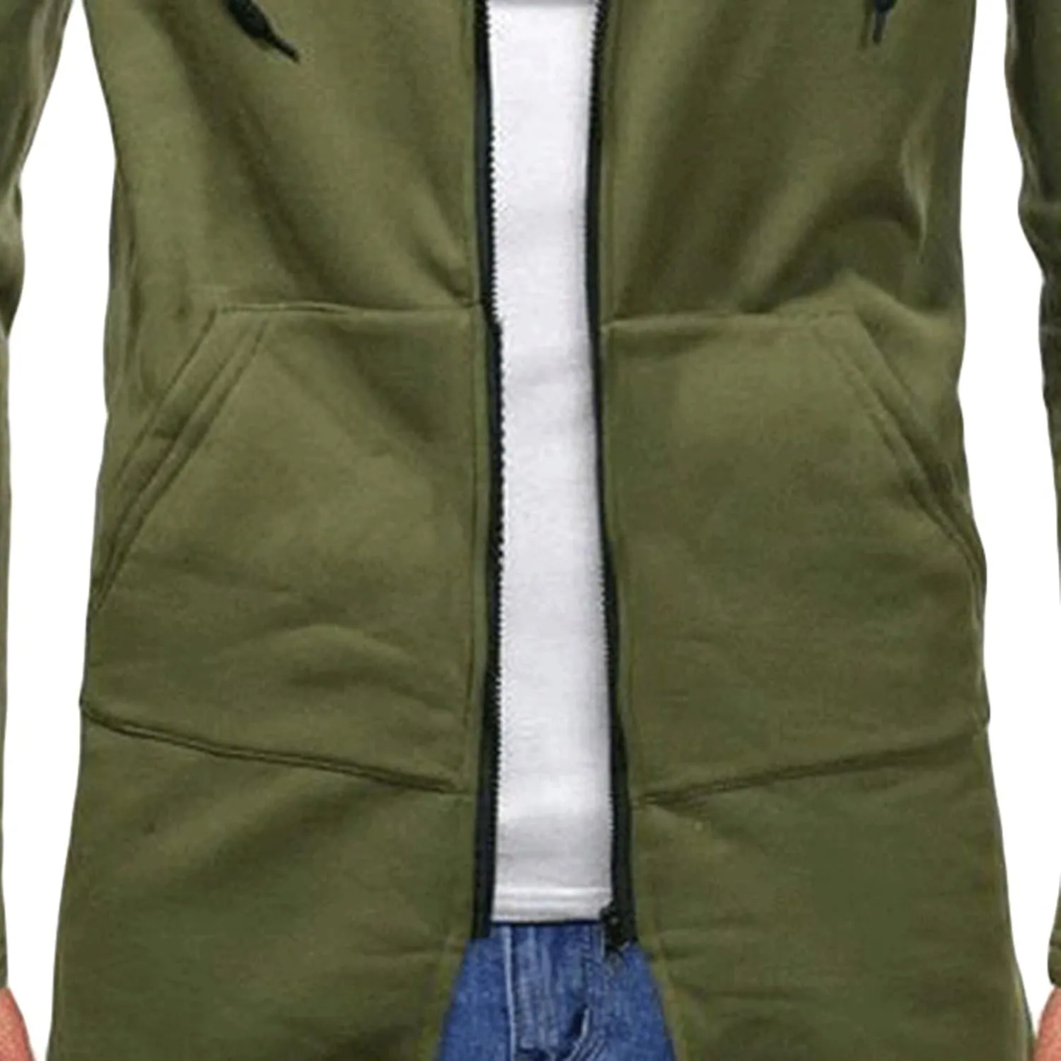 Maiyifu-GJ Mens Longline Cardigan Jacket Long Sleeve Zip Up Hooded Sweater Lightweight Casual Open Front Coat with Pockets