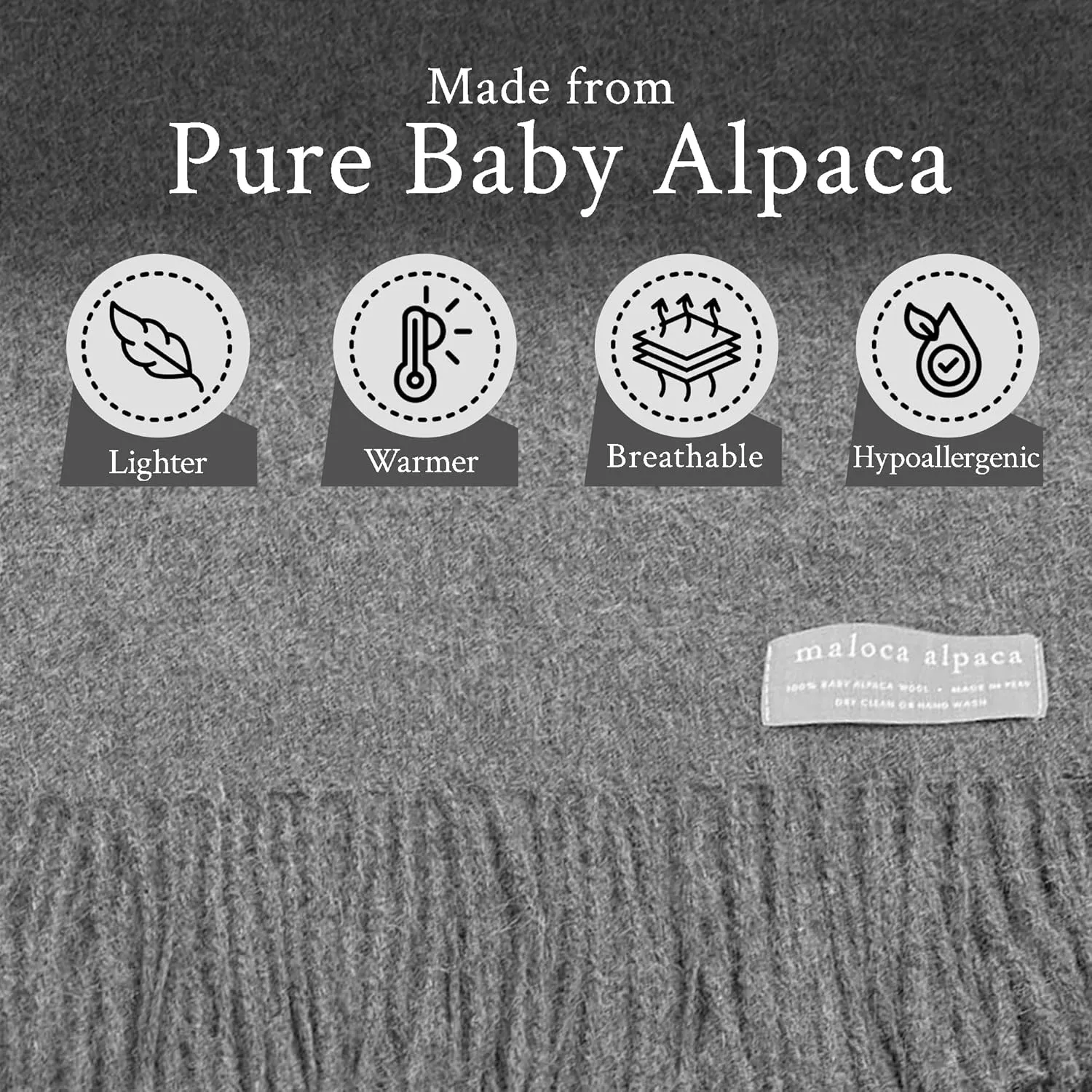 Maloca Pure Baby Alpaca Oversized Unisex Scarf | Ethically Sourced | Hypoallergenic | Softer & Warmer Than Wool
