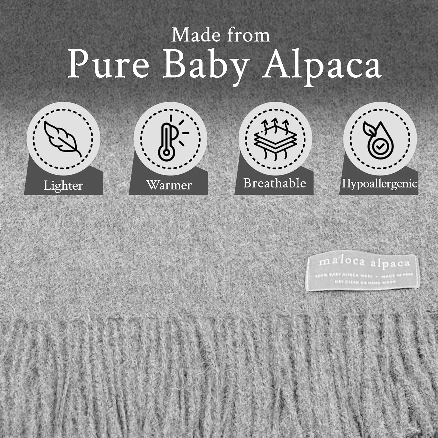Maloca Pure Baby Alpaca Oversized Unisex Scarf | Ethically Sourced | Hypoallergenic | Softer & Warmer Than Wool