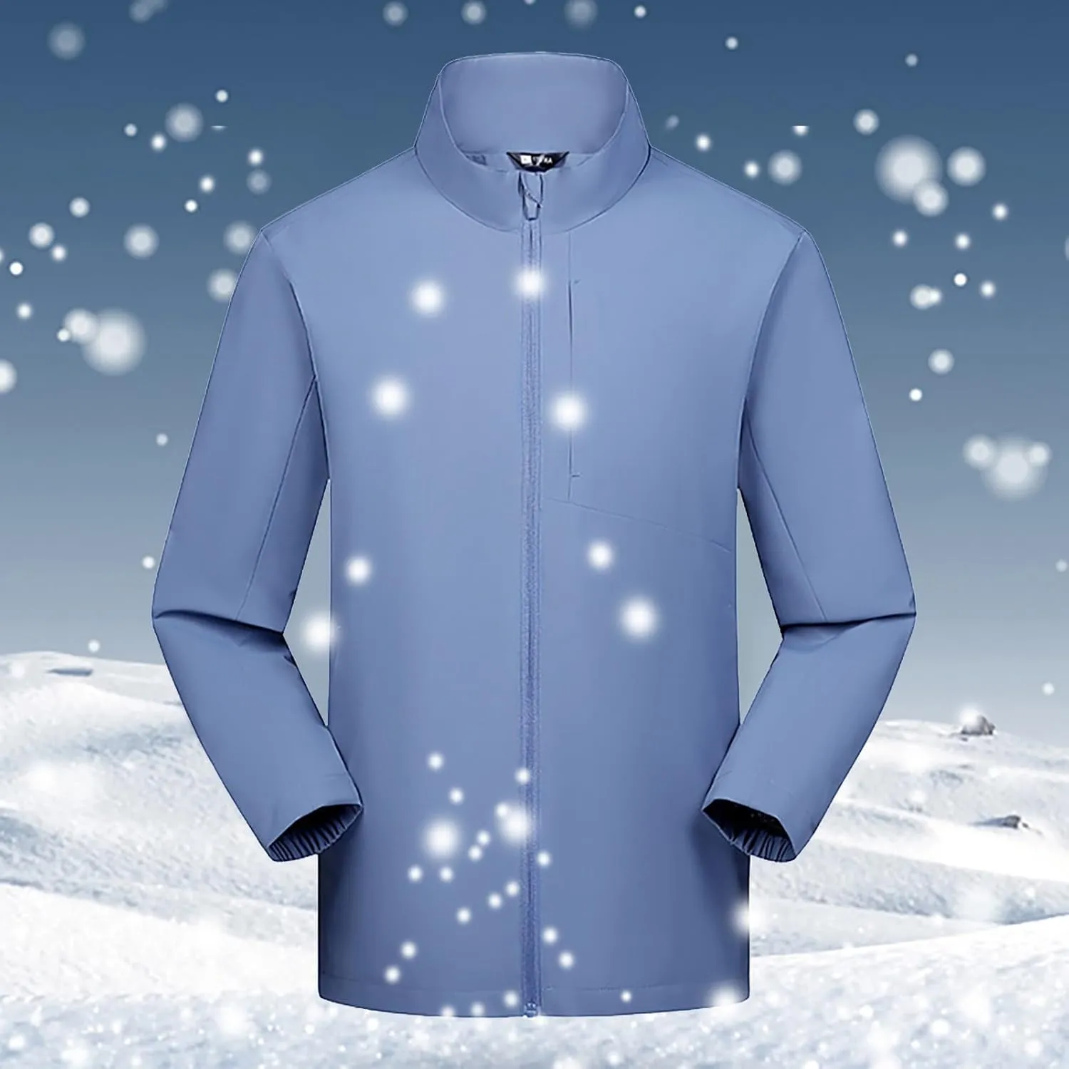 Men Lightweight Softshell Jacket Oversize Zip Up Stand Collar Waterproof Windbreaker Travel Hiking Winter Warm Coat