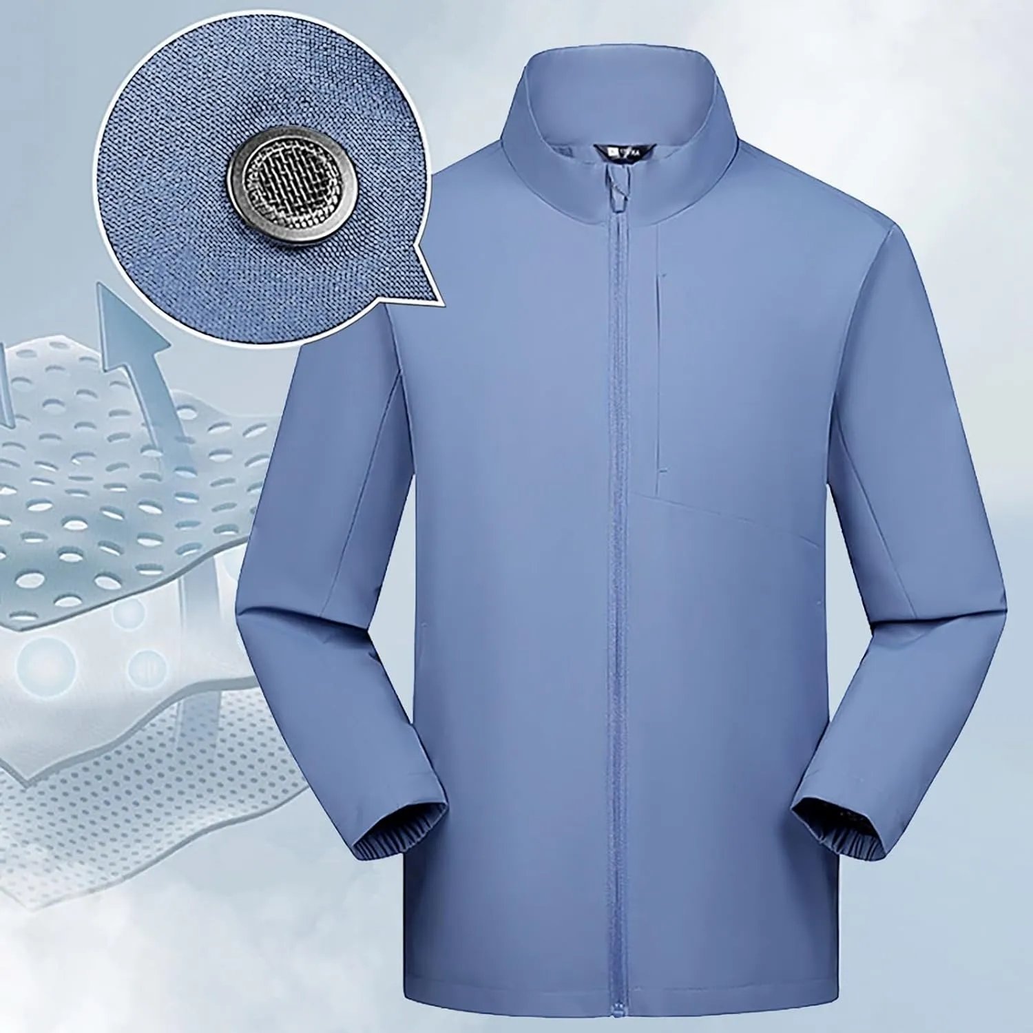 Men Lightweight Softshell Jacket Oversize Zip Up Stand Collar Waterproof Windbreaker Travel Hiking Winter Warm Coat