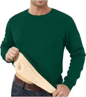 Men Sherpa Fleece Lined Sweatshirts Oversize Warm Soft Crewneck Pullover Tops Fall Winter Fuzzy Thick Outwear Outfits