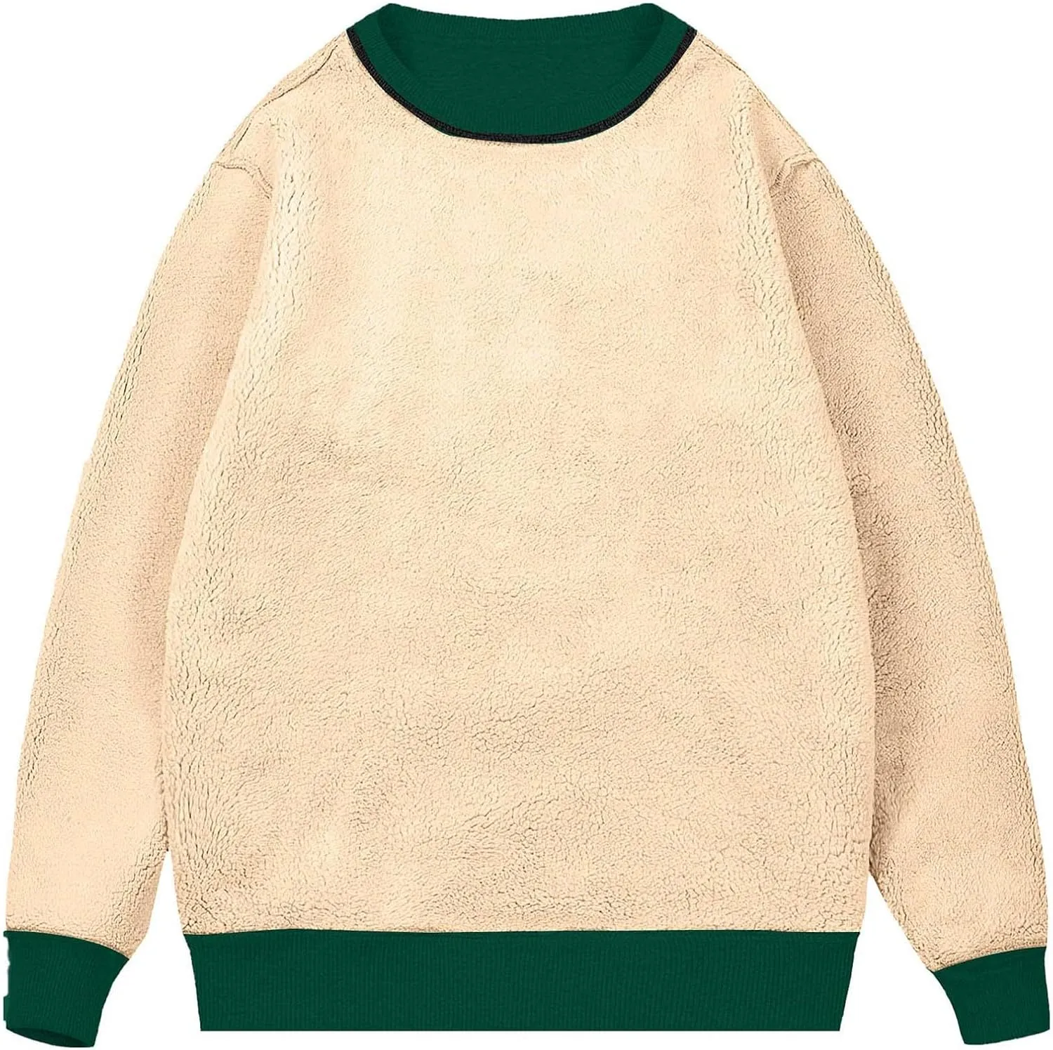 Men Sherpa Fleece Lined Sweatshirts Oversize Warm Soft Crewneck Pullover Tops Fall Winter Fuzzy Thick Outwear Outfits