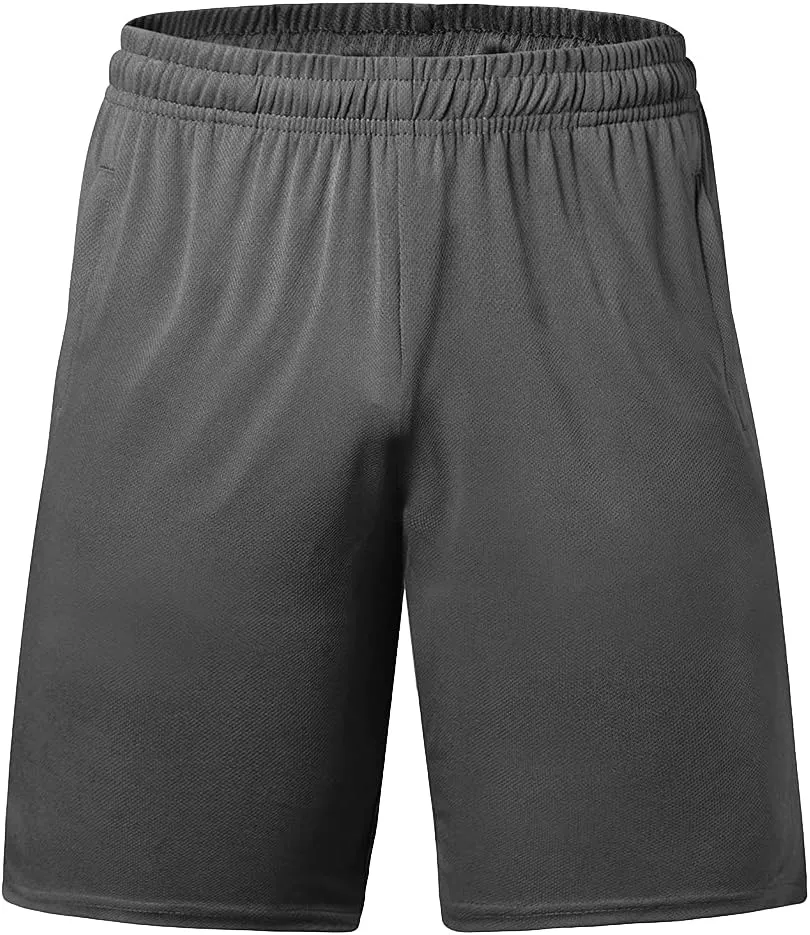 Men's Basketball Shorts Athletic Lightweight Dry-Fit Training Workout Shorts Zipper Pockets（Regular&Big and Tall）
