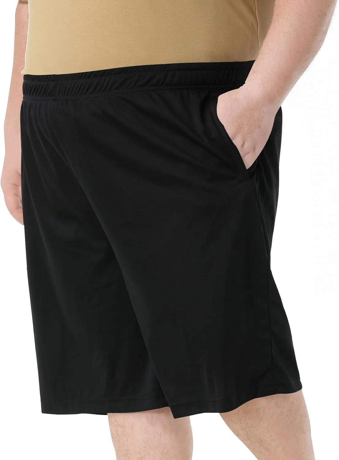 Men's Basketball Shorts Athletic Lightweight Dry-Fit Training Workout Shorts Zipper Pockets（Regular&Big and Tall）