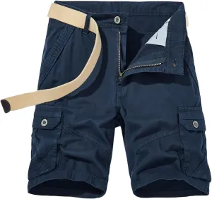 Mens Cargo Shorts Cotton Relaxed Fit Outdoor Shorts Solid Color Work Casual Short Pants Multi Pocket Lounge Shorts