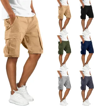 Men's Cargo Shorts Outdoor Hiking Casual Shorts Stretch Relaxed Fit Cotton Shorts Running Short with Multi Pockets
