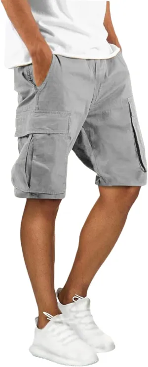 Men's Cargo Shorts Outdoor Hiking Casual Shorts Stretch Relaxed Fit Cotton Shorts Running Short with Multi Pockets