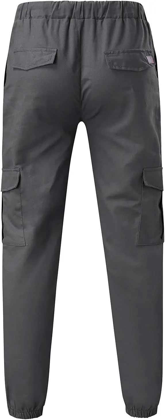 Men's Cargo Sweatpants Drawstring Stretch Fit Jogger Pants for Men with Pockets Open Bottom Gym Workout Track Pants