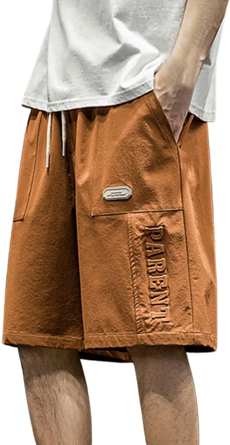 Mens Casual Gym Workout Shorts Elastic Waisted Drawstring Running Shorts Relaxed Fit Lounge Shorts with Pockets