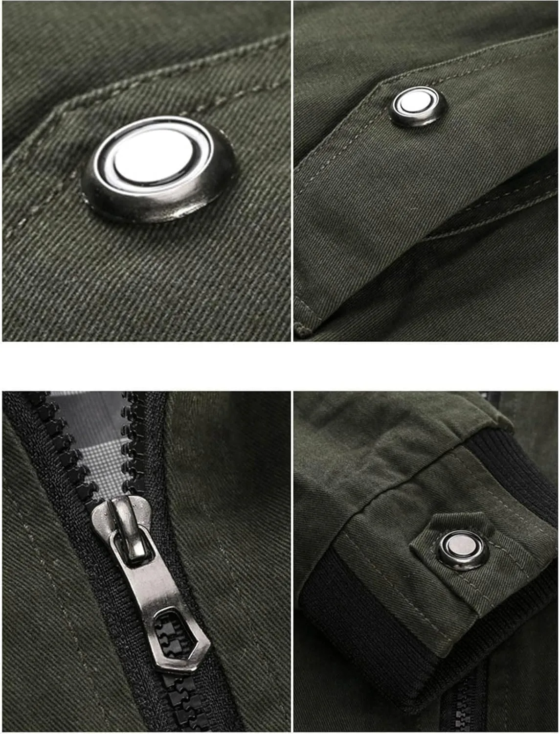 Men's Casual Military Jacket Stand Collar Jackets Coats Fashion Bomber Jackets with Shoulder Straps Pockets
