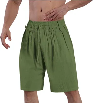 Mens Casual Shorts 2025 Summer Hawaiian Beach Shorts Cotton Linen Relaxed Fit Athletic Shorts Quick Dry Lounge Shorts