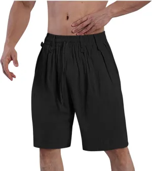 Mens Casual Shorts 2025 Summer Hawaiian Beach Shorts Cotton Linen Relaxed Fit Athletic Shorts Quick Dry Lounge Shorts