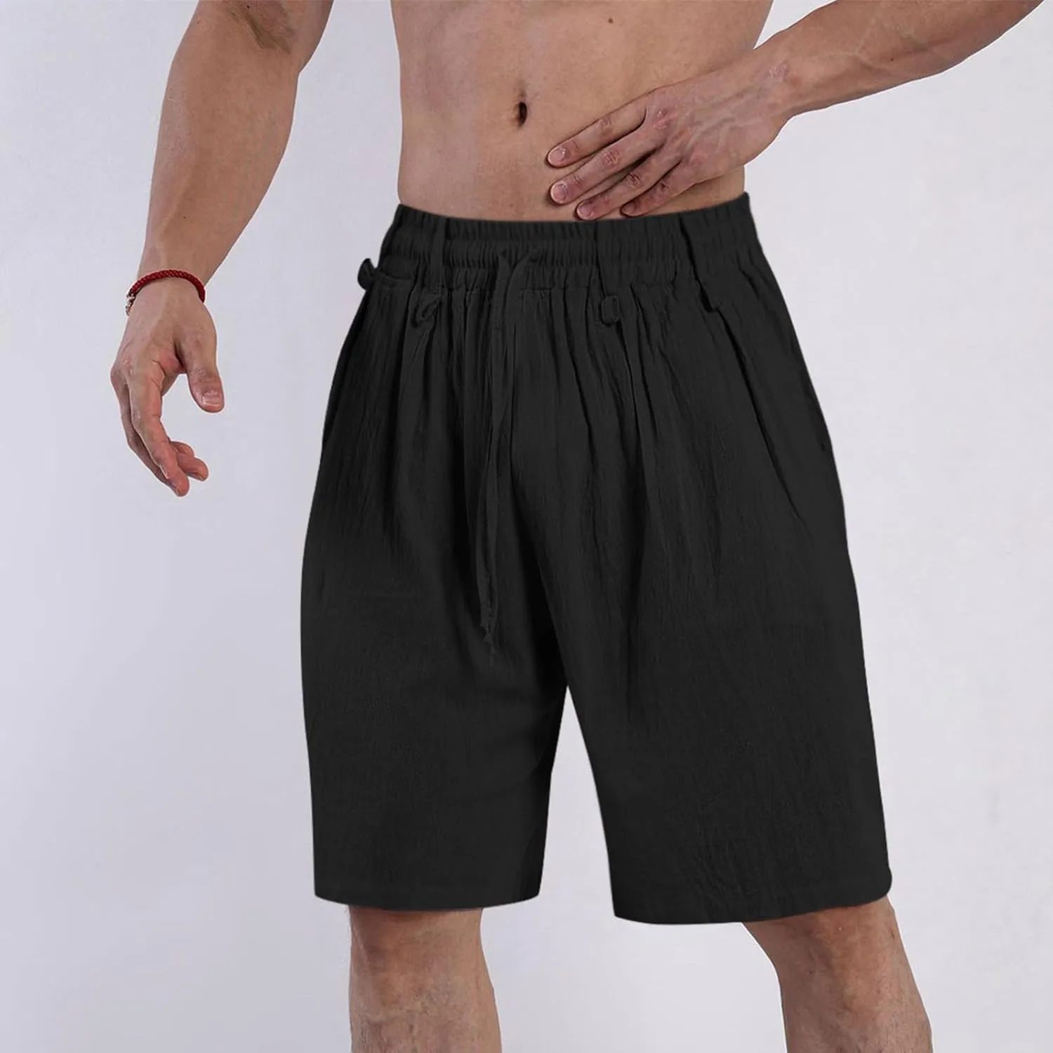Mens Casual Shorts 2025 Summer Hawaiian Beach Shorts Cotton Linen Relaxed Fit Athletic Shorts Quick Dry Lounge Shorts