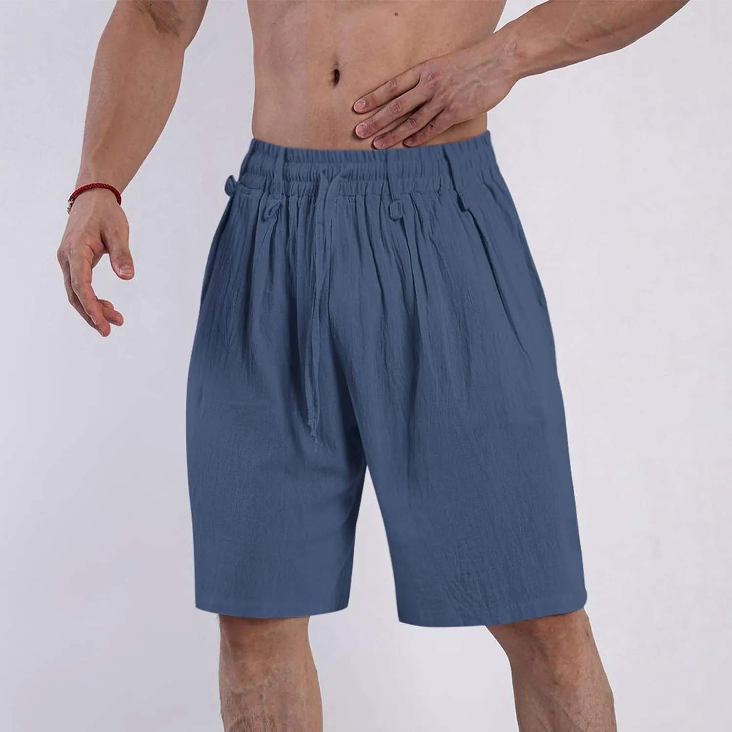 Mens Casual Shorts 2025 Summer Hawaiian Beach Shorts Cotton Linen Relaxed Fit Athletic Shorts Quick Dry Lounge Shorts