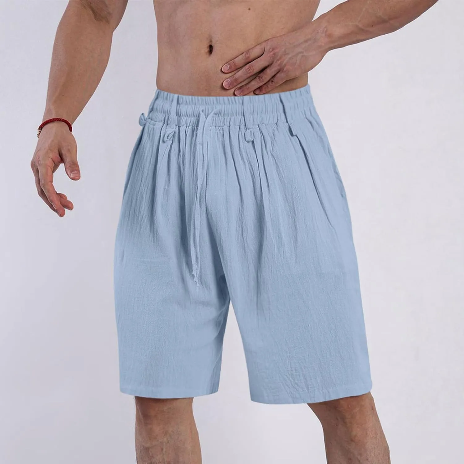 Mens Casual Shorts 2025 Summer Hawaiian Beach Shorts Cotton Linen Relaxed Fit Athletic Shorts Quick Dry Lounge Shorts