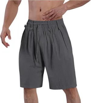 Mens Casual Shorts 2025 Summer Hawaiian Beach Shorts Cotton Linen Relaxed Fit Athletic Shorts Quick Dry Lounge Shorts