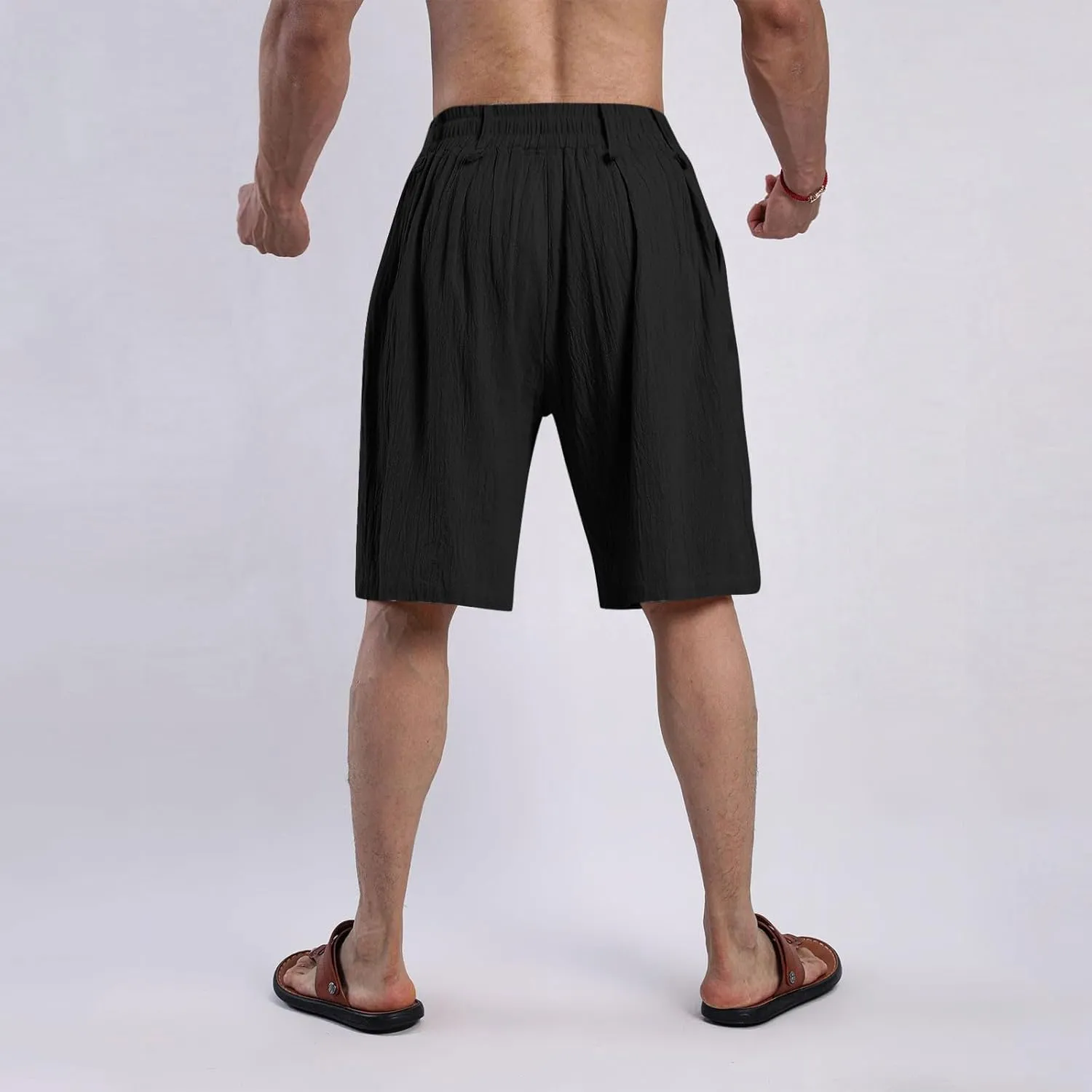 Mens Casual Shorts 2025 Summer Hawaiian Beach Shorts Cotton Linen Relaxed Fit Athletic Shorts Quick Dry Lounge Shorts