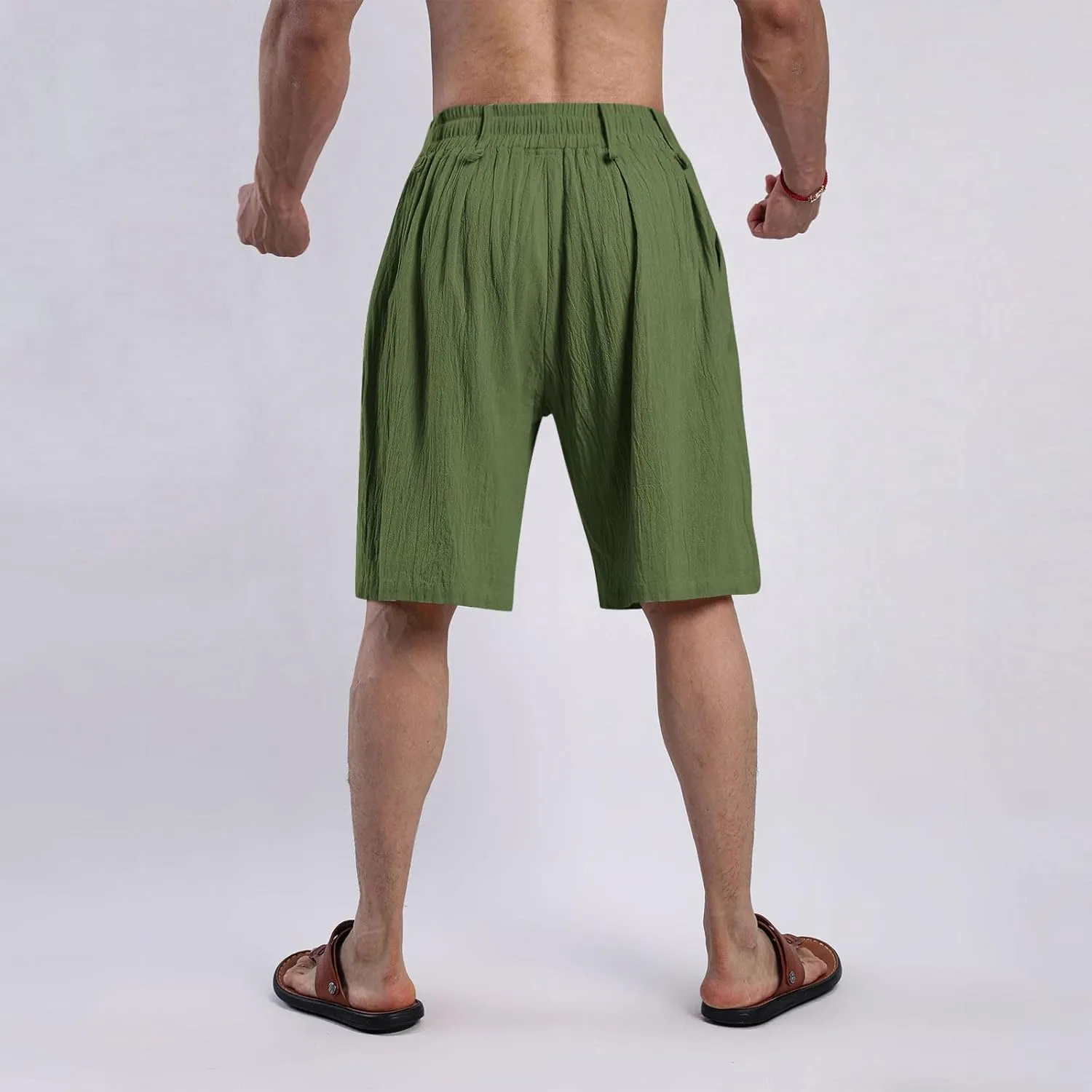 Mens Casual Shorts 2025 Summer Hawaiian Beach Shorts Cotton Linen Relaxed Fit Athletic Shorts Quick Dry Lounge Shorts