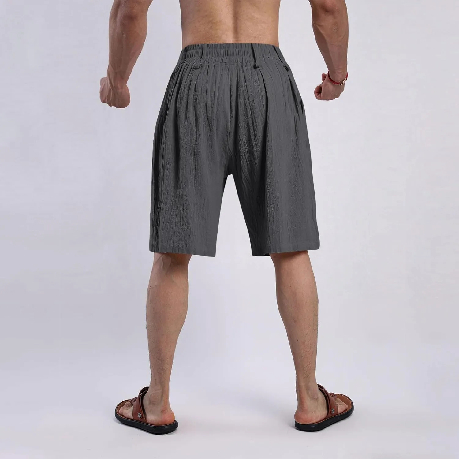 Mens Casual Shorts 2025 Summer Hawaiian Beach Shorts Cotton Linen Relaxed Fit Athletic Shorts Quick Dry Lounge Shorts