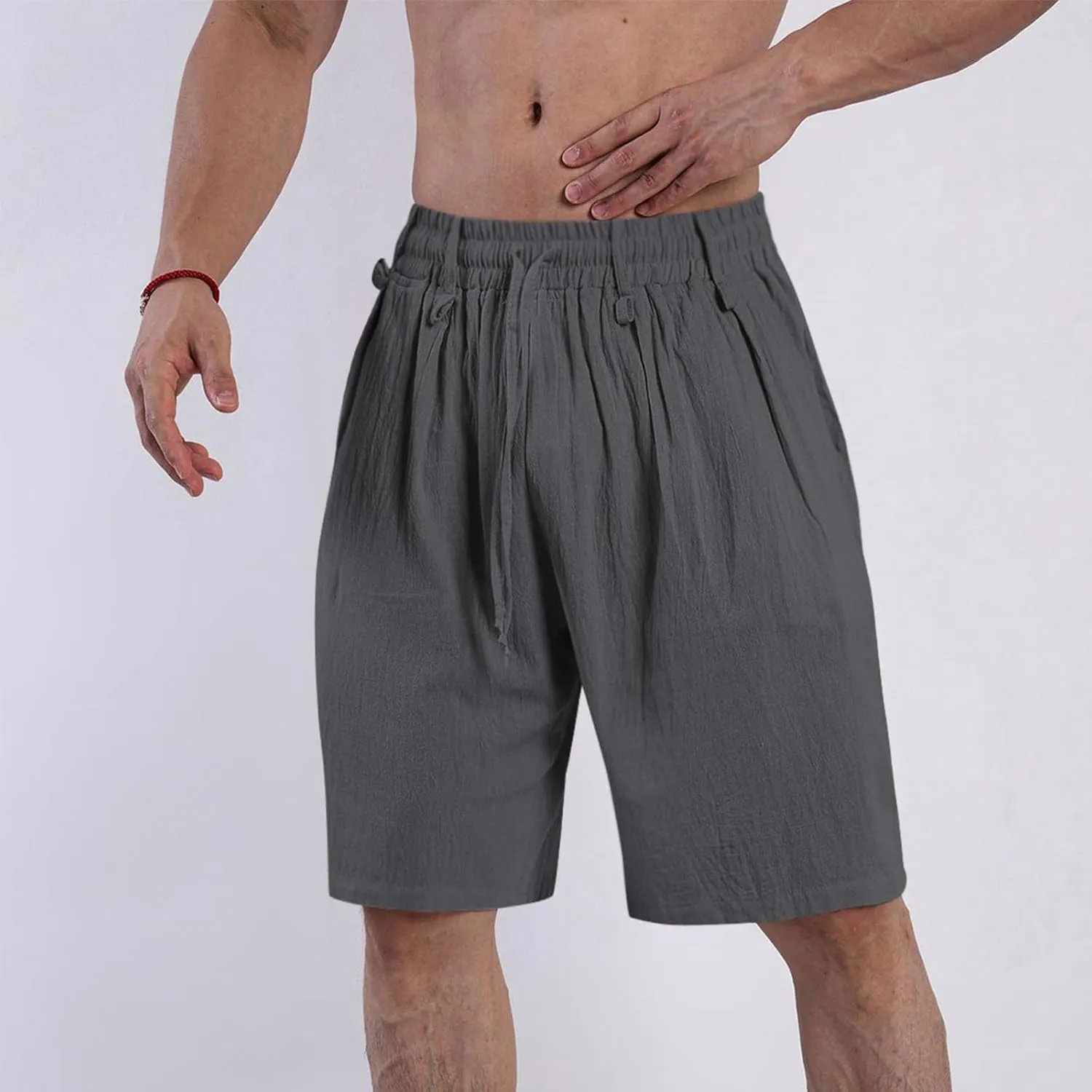 Mens Casual Shorts 2025 Summer Hawaiian Beach Shorts Cotton Linen Relaxed Fit Athletic Shorts Quick Dry Lounge Shorts